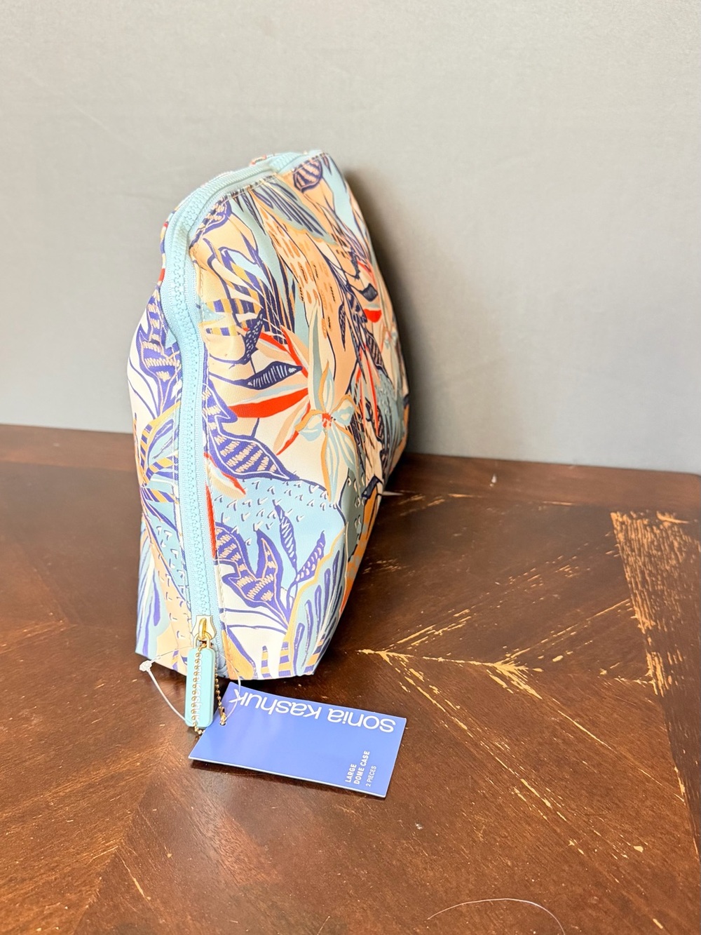Sonia Kashuk Pastel Floral Cosmetic Pouch in Light Blue, Peach & Purple